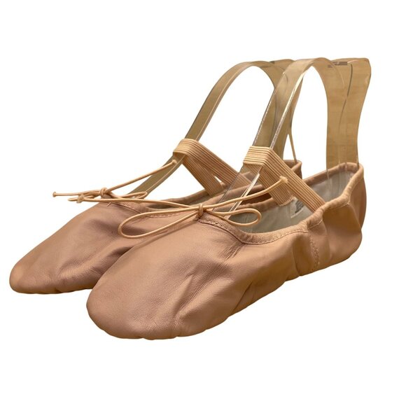Bloch Women’s Pink Leather With Bow Elastic Straps Dansoft Ballet Flats Size 5D - Picture 3 of 8